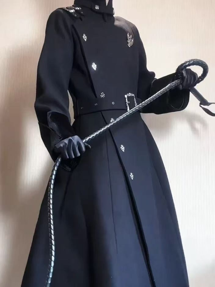 Wool Coat Peacoat - 2025 Kış Gotik Kemerli İnce Orta