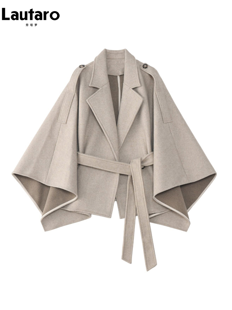 Wool Coat Peacoat - Lautaro sonbahar kış gevşek kadınlar için
