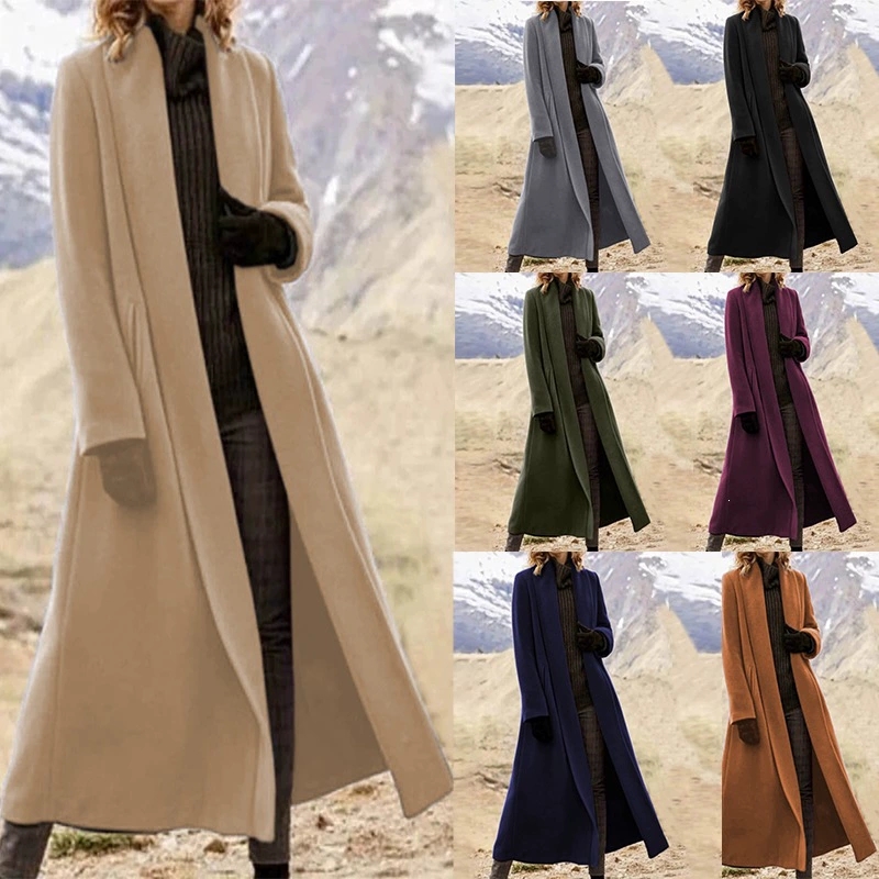 Wool Coat Peacoat - Büyük Beden Ekstra Uzun Yün Ceket