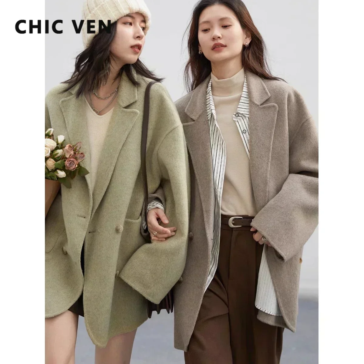 CHIC VEN kadın Yün Palto Gevşe - Wool Coat Peacoat incelemesi ve fiyatı