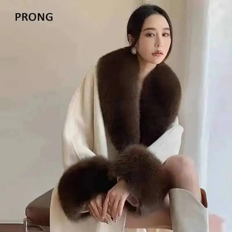 100% gerçek tilki kürk yaka kı - Shawl Wrap Winter incelemesi ve fiyatı