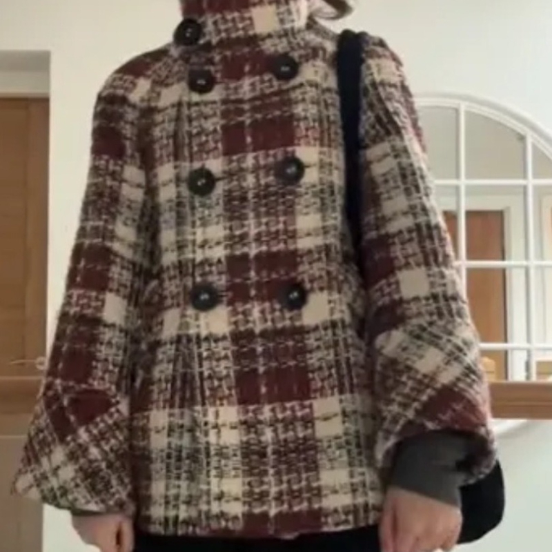 Sıcak Kareli Balıkçı Yaka Omuz - Wool Coat Peacoat incelemesi ve fiyatı